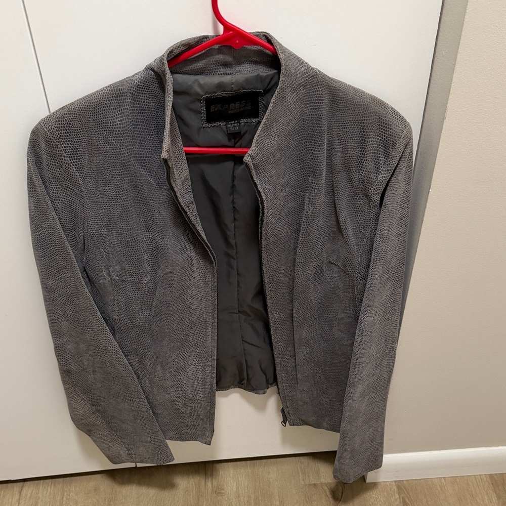 Express Women's Gray Leather Jacket